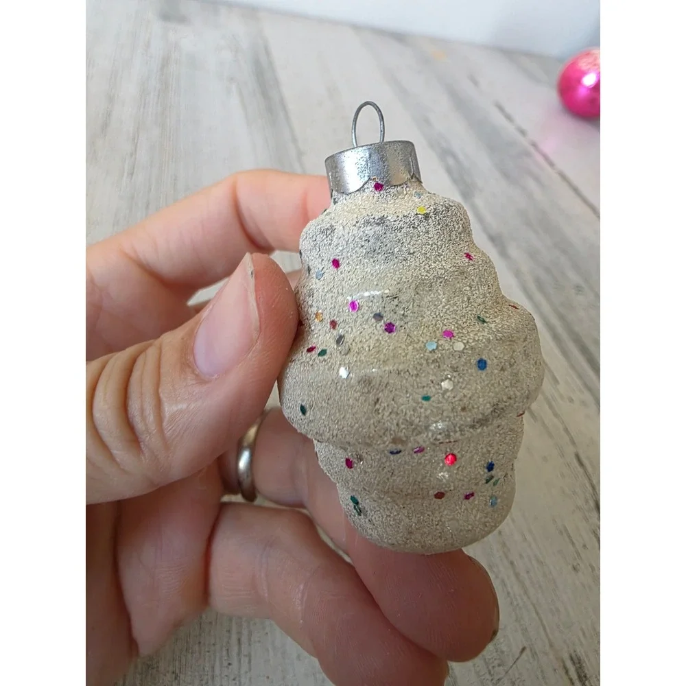 Vintage franke confetti barrel Mica ornament lantern Xmas tree rainbow